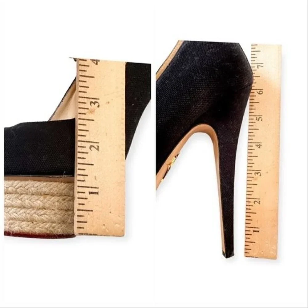 Charlotte Olympia Black Dolores Pumps in Woven Canvas,  size 39.5EU